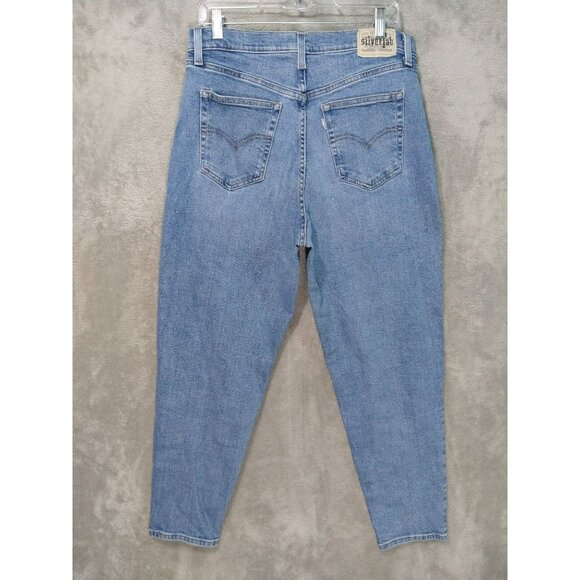 Levis Silver Tab Jeans Womens 31 Blue Denim Mom High Rise Stretch Medium Wash - Picture 2 of 11